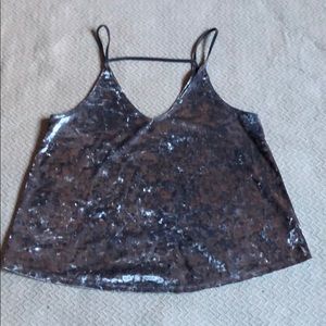 Silver velvet tank top